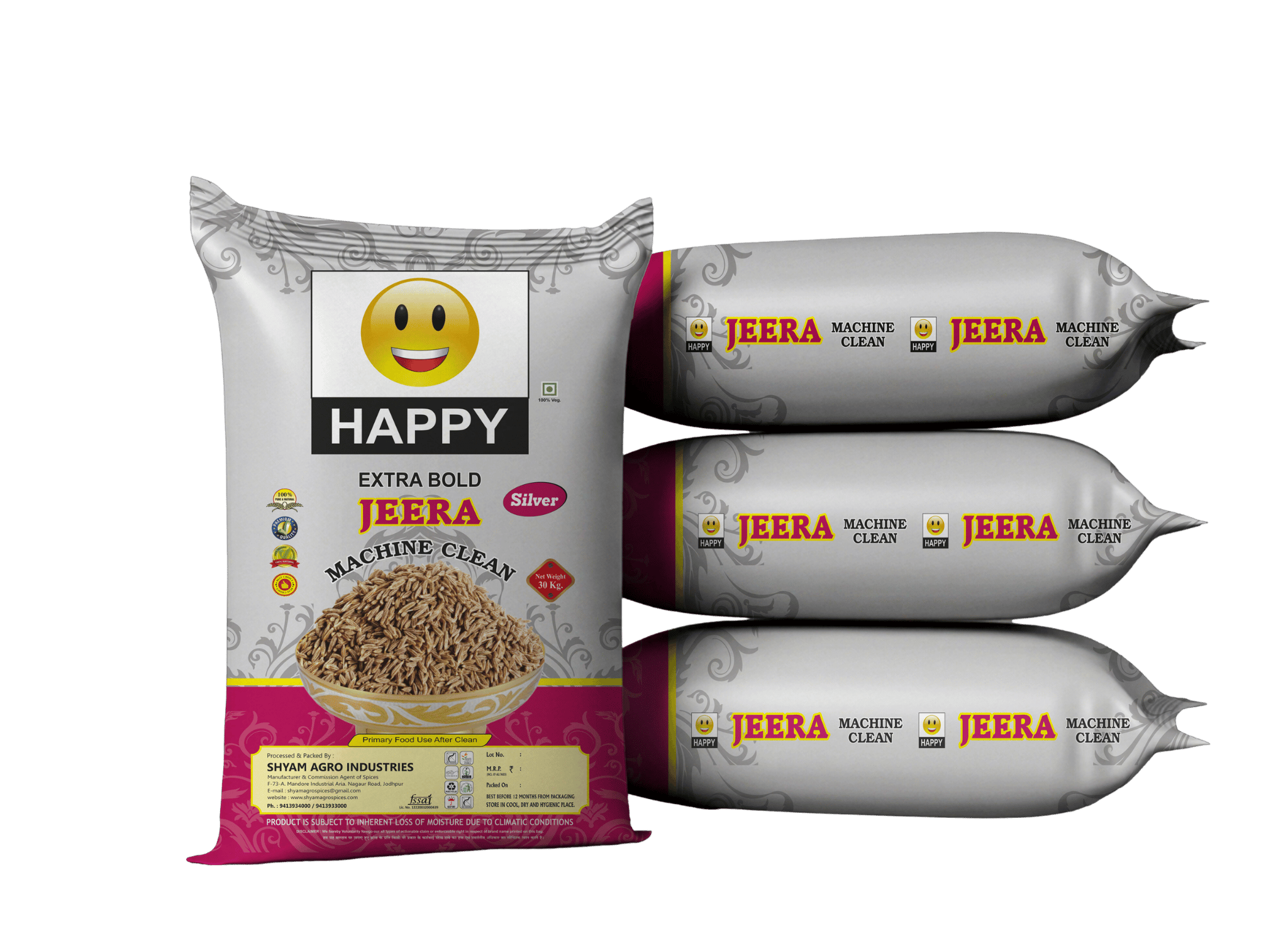 Happy Jeera Silver Quality 30 KG Cumin Seeds Bag