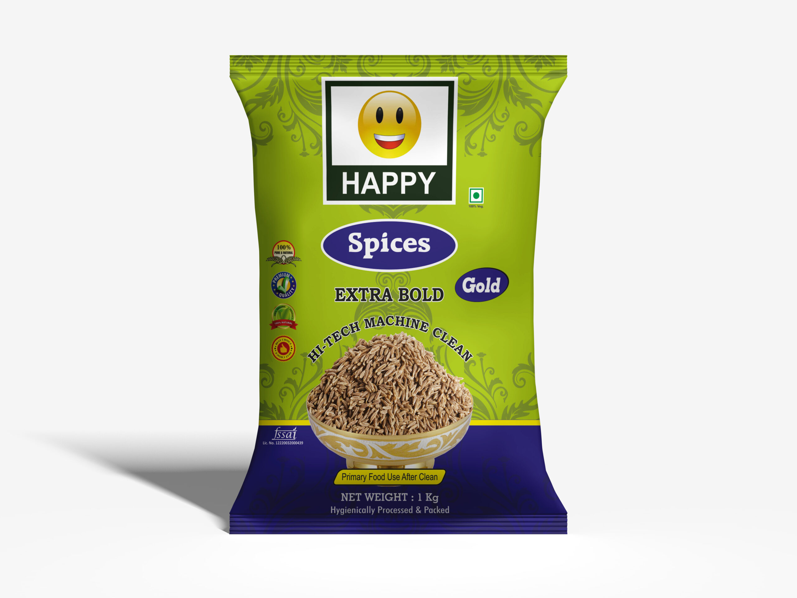 Happy Jeera Gold Quality 1 KG Cumin Seeds Pack